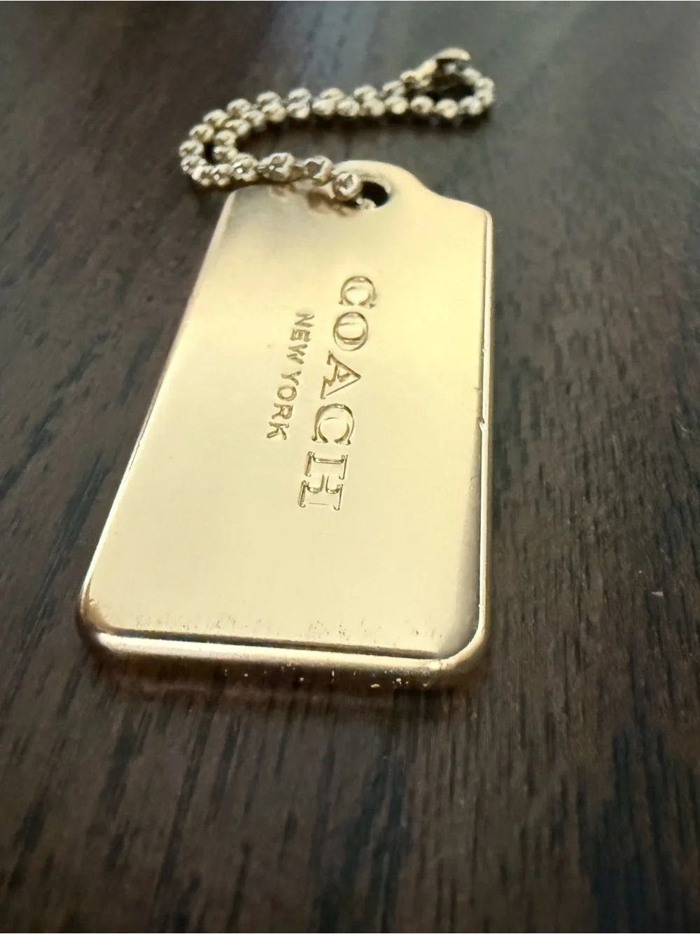 Coach Gold Hangtag with Ball Chain